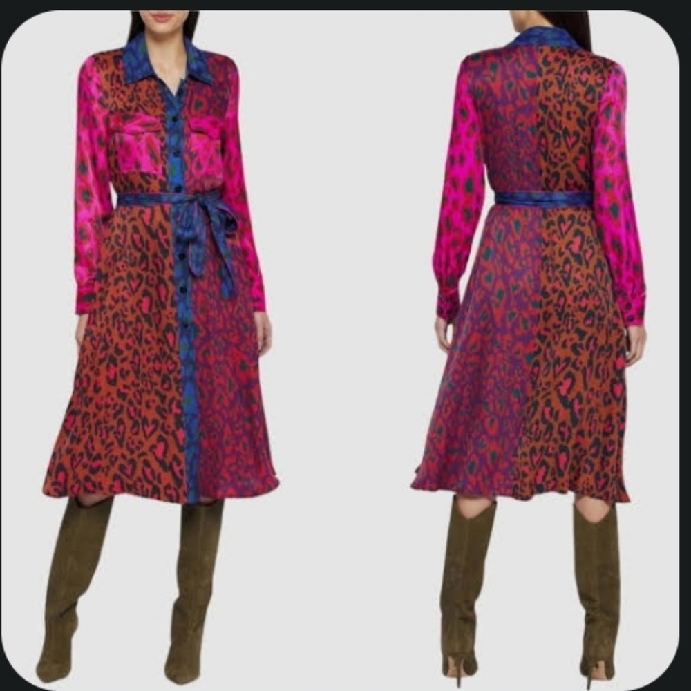 FARM Rio Vibrant Leopard Long Sleeve Dress